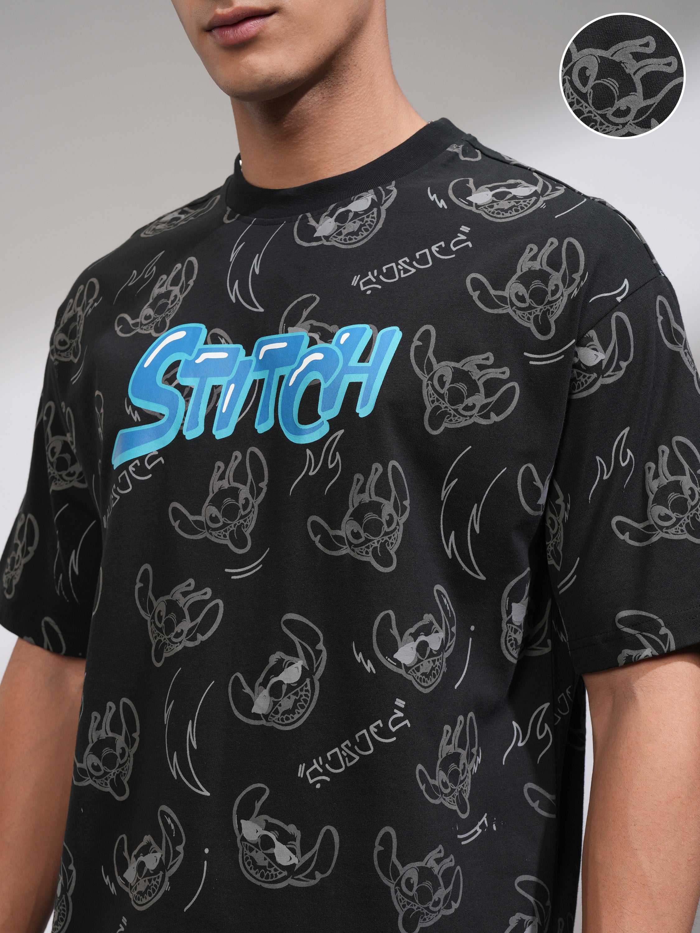 Disney By Highlander Men Black Stitch T-Shirt With Shorts Co-Ords - Black - Image 5