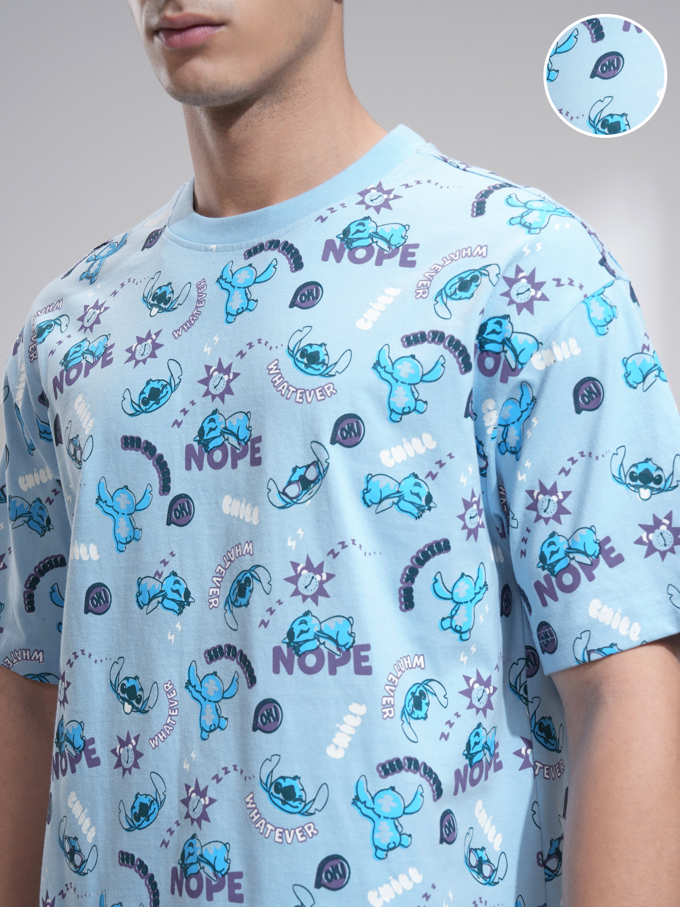 Disney By Highlander Men Blue Stitch T-Shirt With Shorts Co-Ords - Blue - Image 5