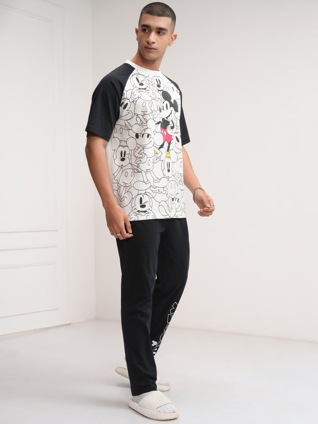 Disney By Highlander Men White Mickey Mouse T-Shirt With Trouser Co-Ords - White - Image 4