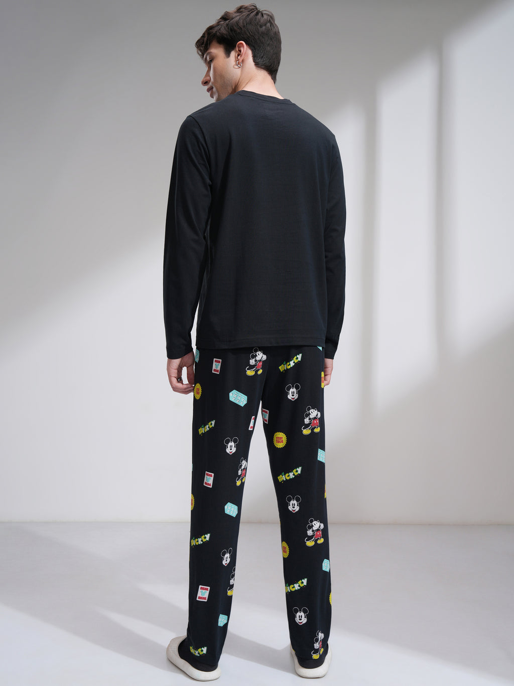 Disney By Highlander Men Black Mickey Mouse T-Shirt With Trouser Co-Ords - Black - Image 3