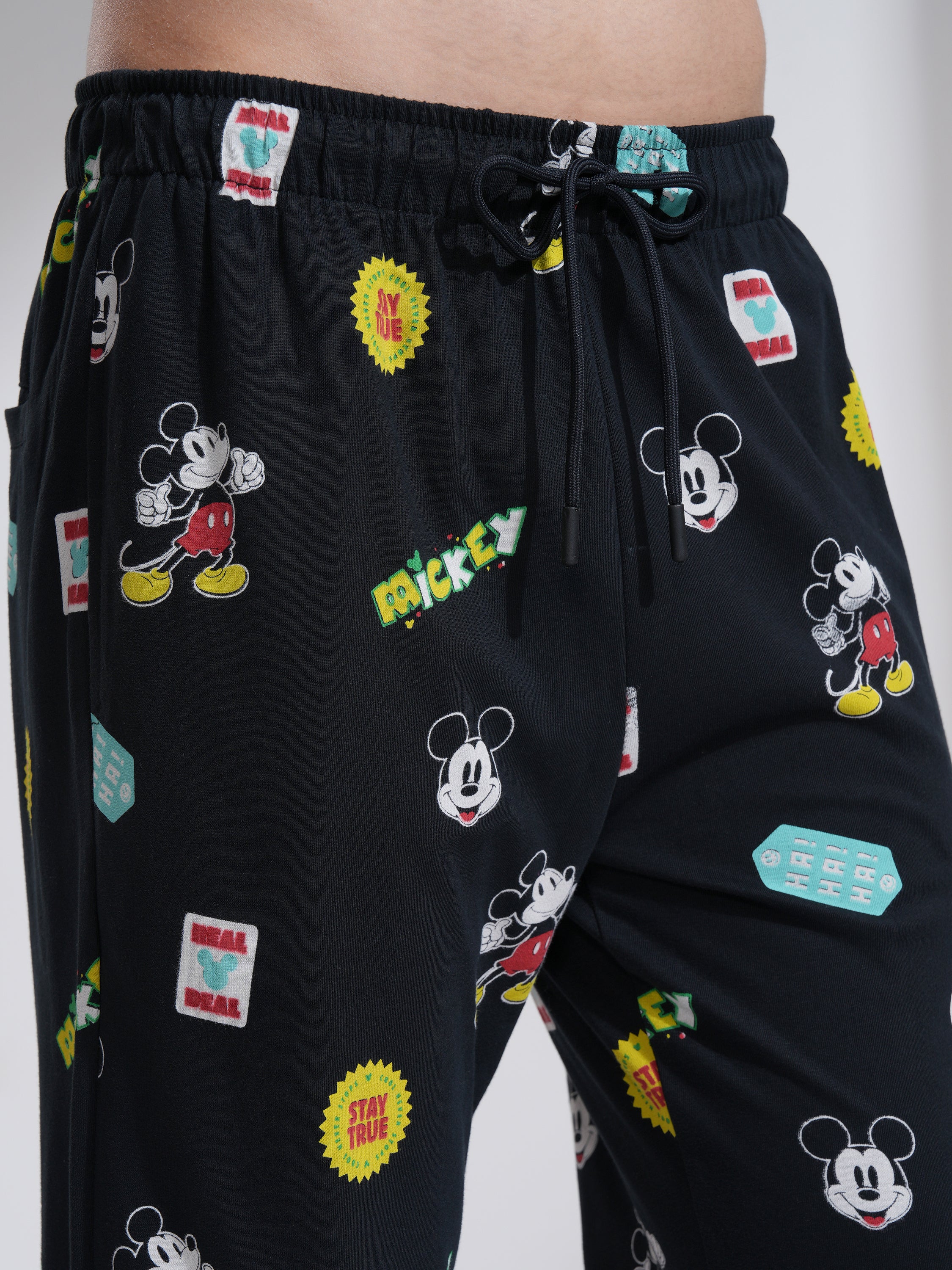 Disney By Highlander Men Black Mickey Mouse T-Shirt With Trouser Co-Ords - Black - Image 6