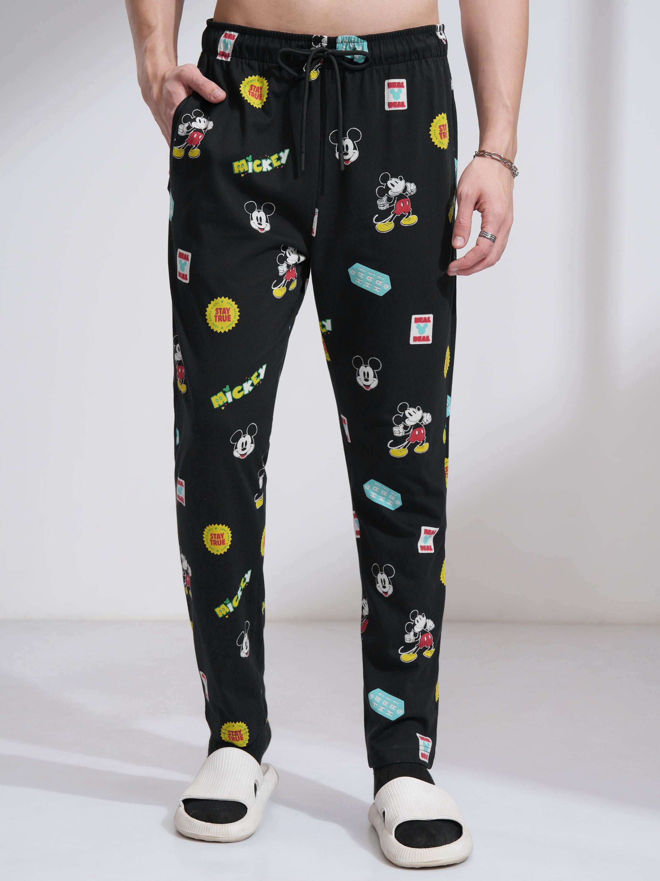 Disney By Highlander Men Black Mickey Mouse T-Shirt With Trouser Co-Ords - Black - Image 7