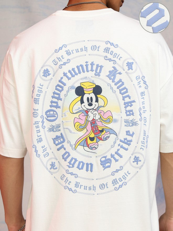Disney By Highlander Men Off White Mickey Mouse T-Shirt With Shorts Co-Ords - Off White - Image 5