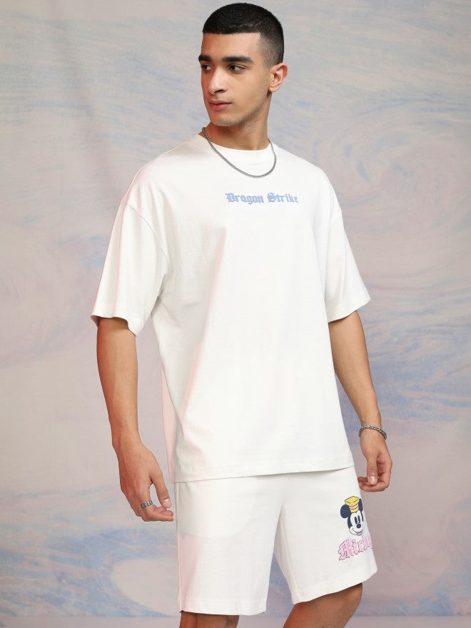 Disney By Highlander Men Off White Mickey Mouse T-Shirt With Shorts Co-Ords - Off White - Image 6