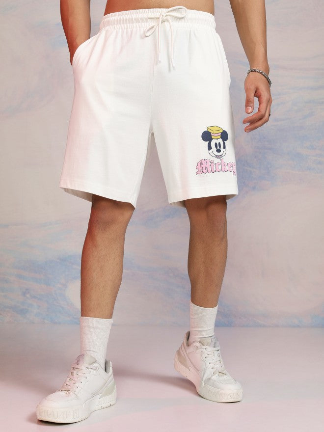 Disney By Highlander Men Off White Mickey Mouse T-Shirt With Shorts Co-Ords - Off White - Image 8