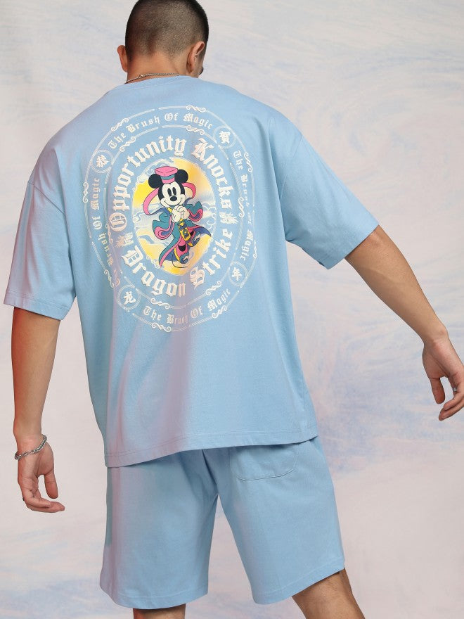 Disney By Highlander Men Blue Mickey Mouse T-Shirt With Shorts Co-Ords - Blue - Image 1
