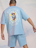 Disney By Highlander Men Blue Mickey Mouse T-Shirt With Shorts Co-Ords - Blue - Image 1