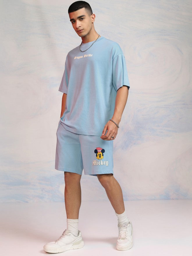 Disney By Highlander Men Blue Mickey Mouse T-Shirt With Shorts Co-Ords - Blue - Image 2