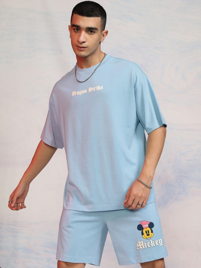 Disney By Highlander Men Blue Mickey Mouse T-Shirt With Shorts Co-Ords - Blue - Image 3