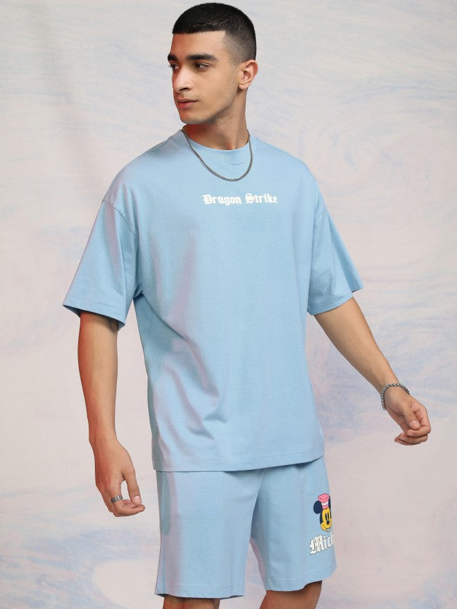 Disney By Highlander Men Blue Mickey Mouse T-Shirt With Shorts Co-Ords - Blue - Image 6