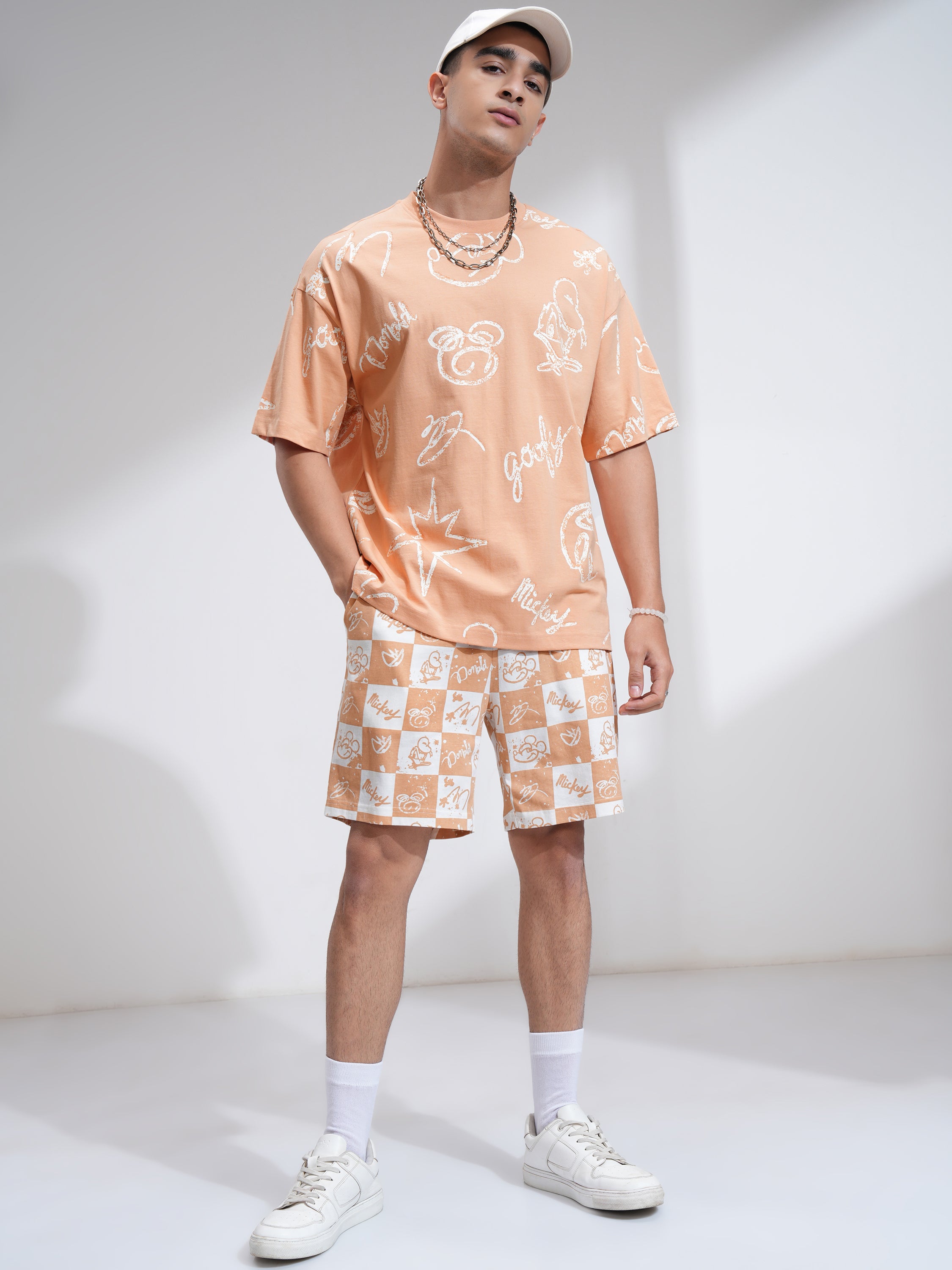 Disney By Highlander Men Rust Mickey And Friends T-Shirt With Shorts Co-Ords - Rust - Image 2