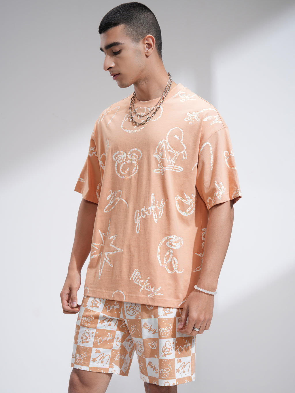 Disney By Highlander Men Rust Mickey And Friends T-Shirt With Shorts Co-Ords - Rust - Image 4