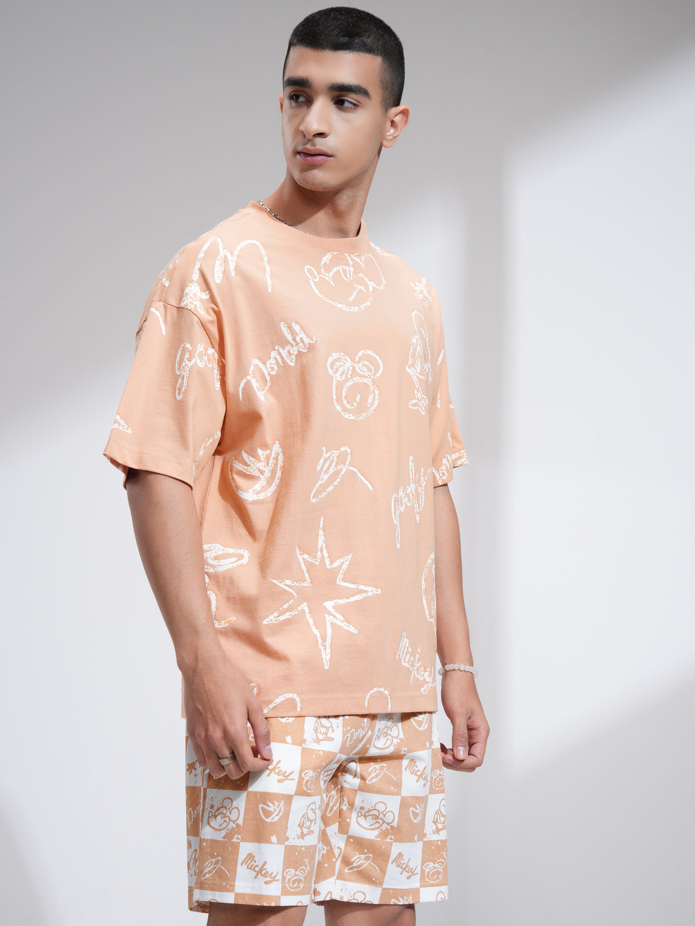 Disney By Highlander Men Rust Mickey And Friends T-Shirt With Shorts Co-Ords - Rust - Image 6