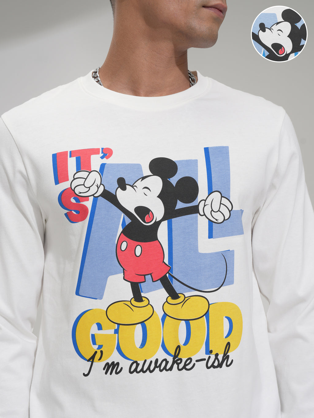 Disney By Highlander Men White Mickey Mouse T-shirt With Trouser Co-Ords - White - Image 5