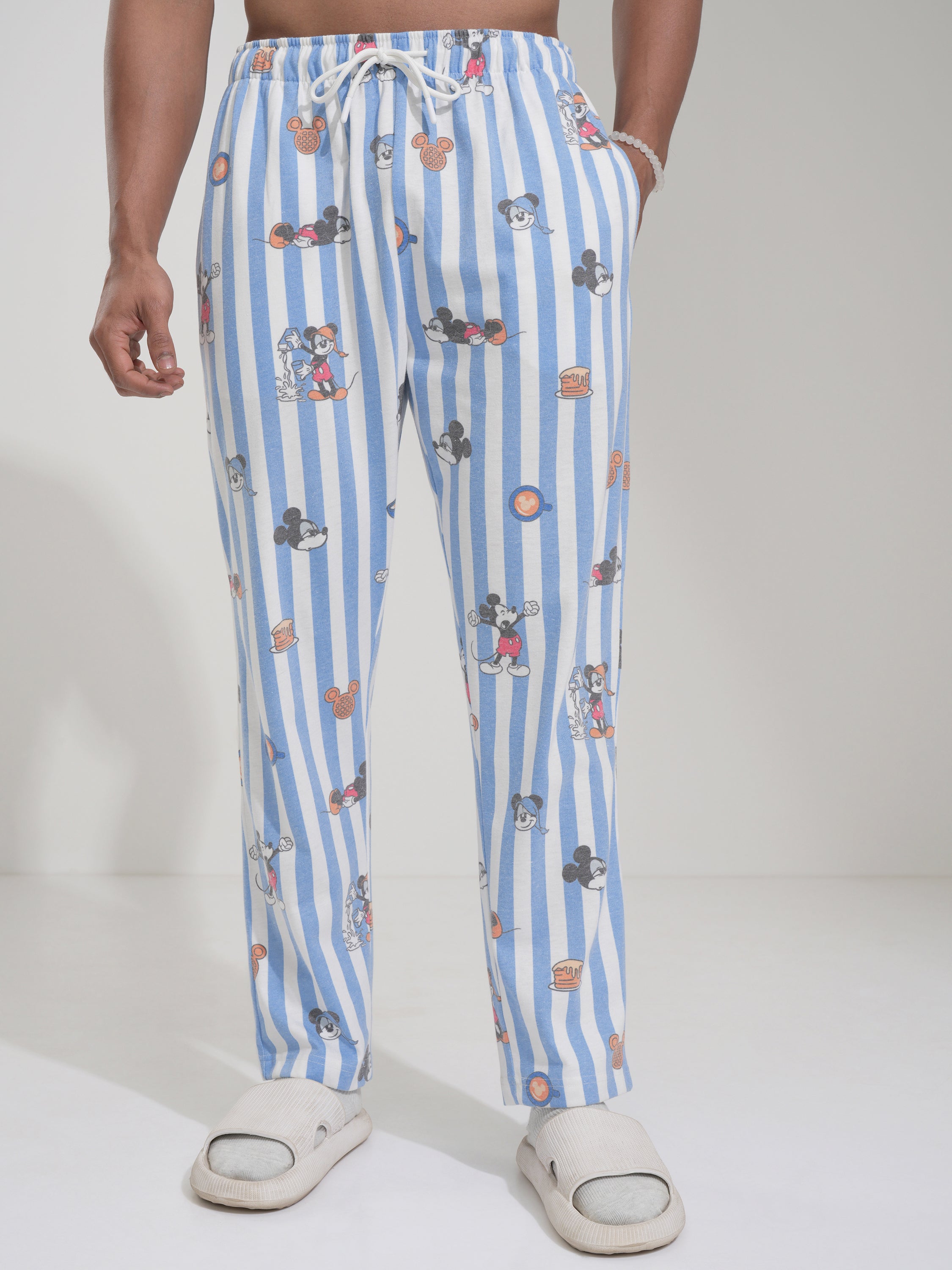 Disney By Highlander Men White Mickey Mouse T-shirt With Trouser Co-Ords - White - Image 7