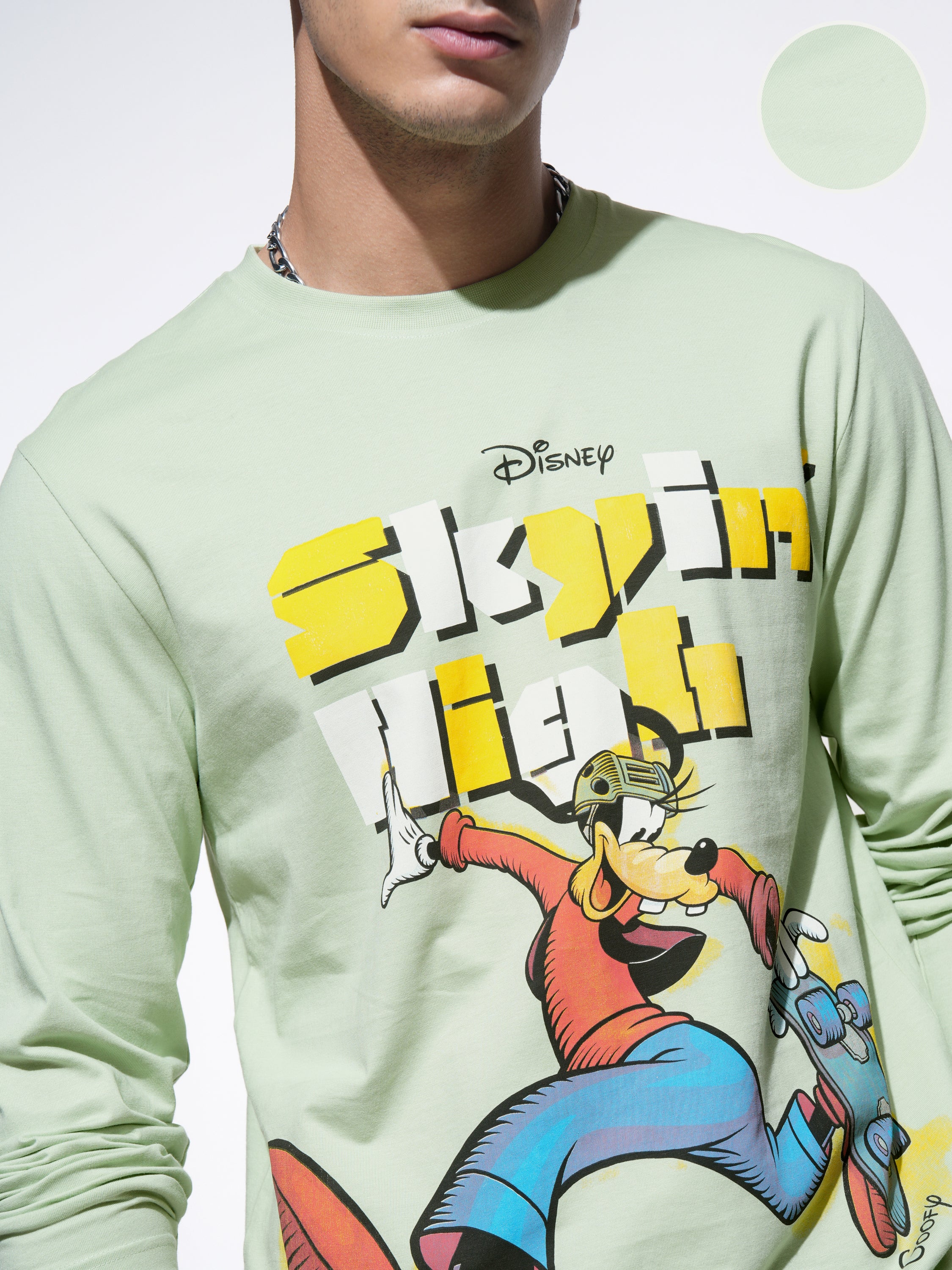 Disney By Highlander Men Green Goofy T-Shirt With Trouser Co-Ords - Green - Image 5