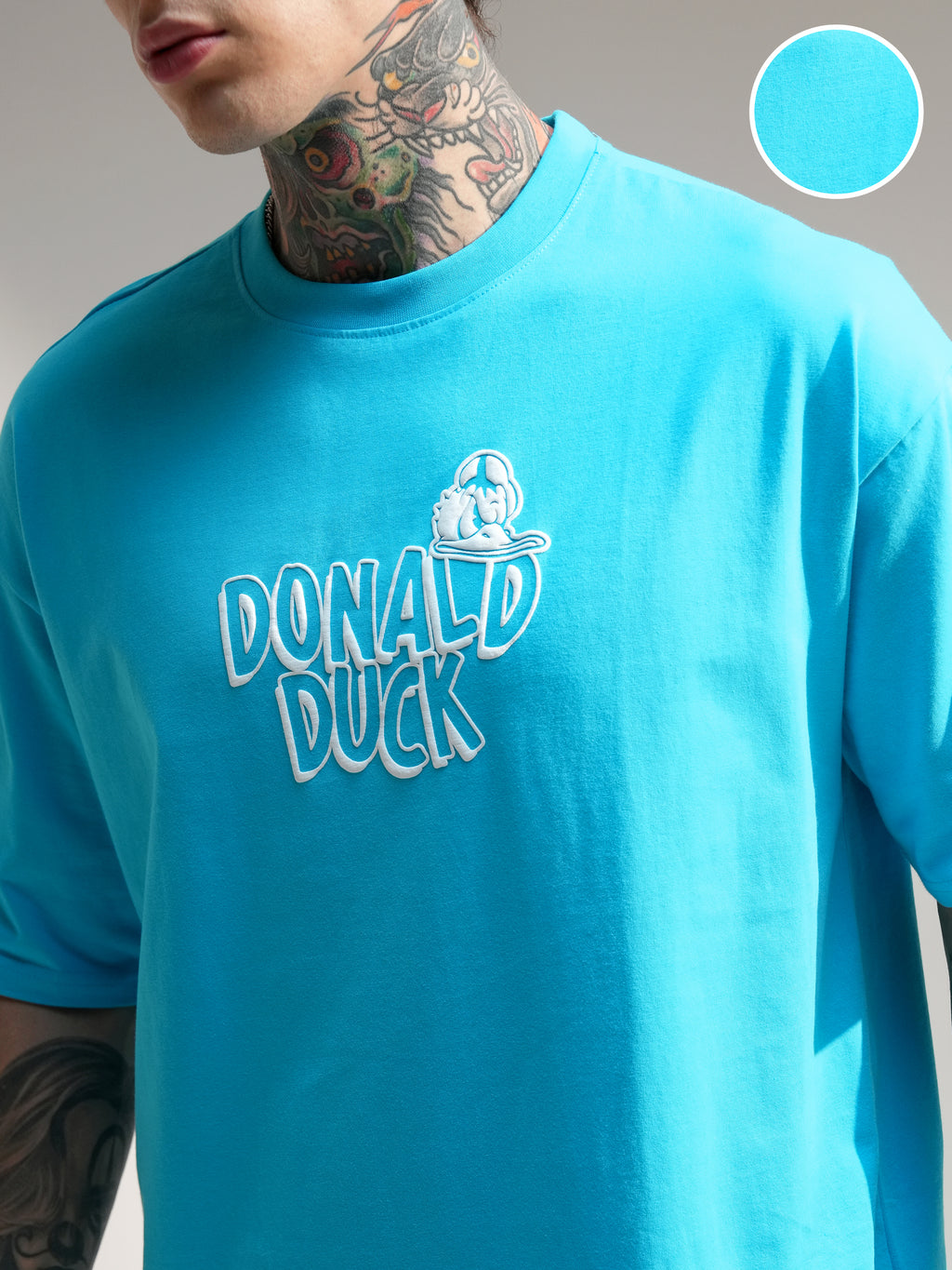Disney By Highlander Men Turquoise Donald Duck T-Shirt With Shorts Co-Ords - Turquoise - Image 5