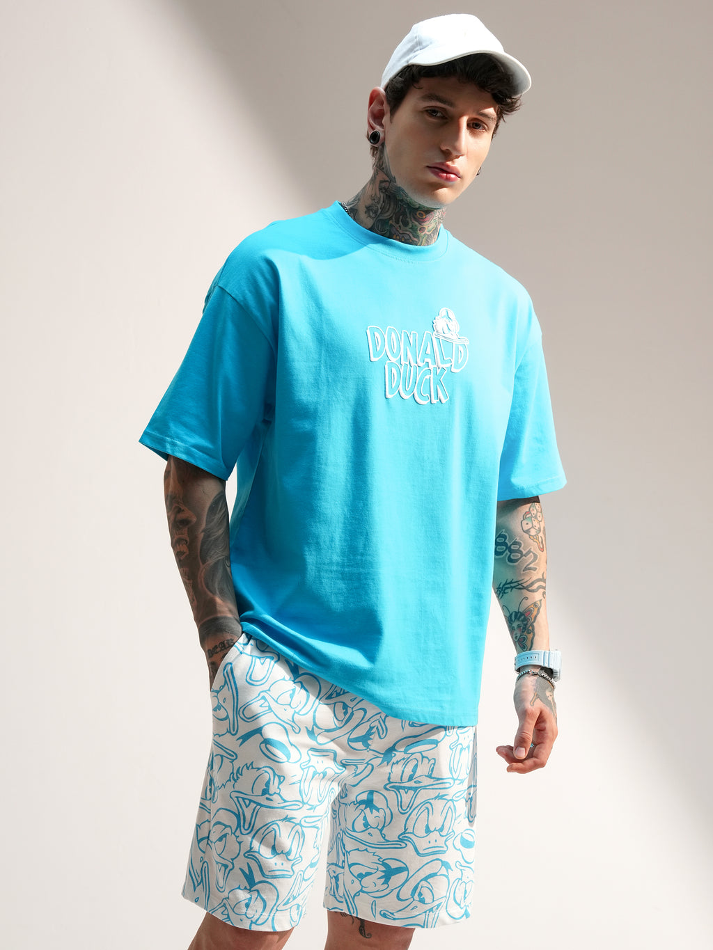Disney By Highlander Men Turquoise Donald Duck T-Shirt With Shorts Co-Ords - Turquoise - Image 6