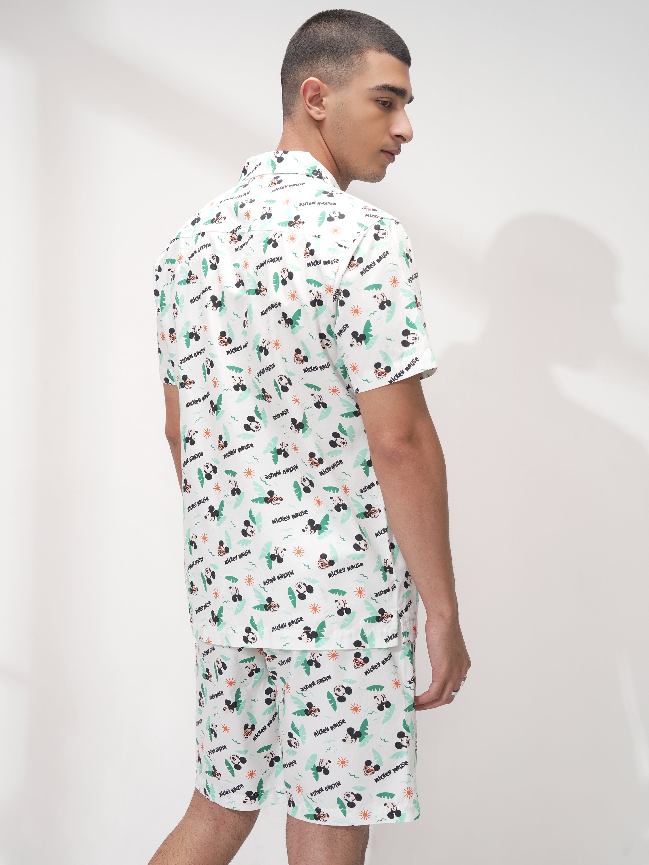 Disney By Highlander Men White Mickey Mouse Shirt With Shorts Co-Ords - White - Image 3