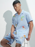 Disney By Highlander Men Blue Lion King Shirt With Shorts Co-Ords - Blue - Image 1