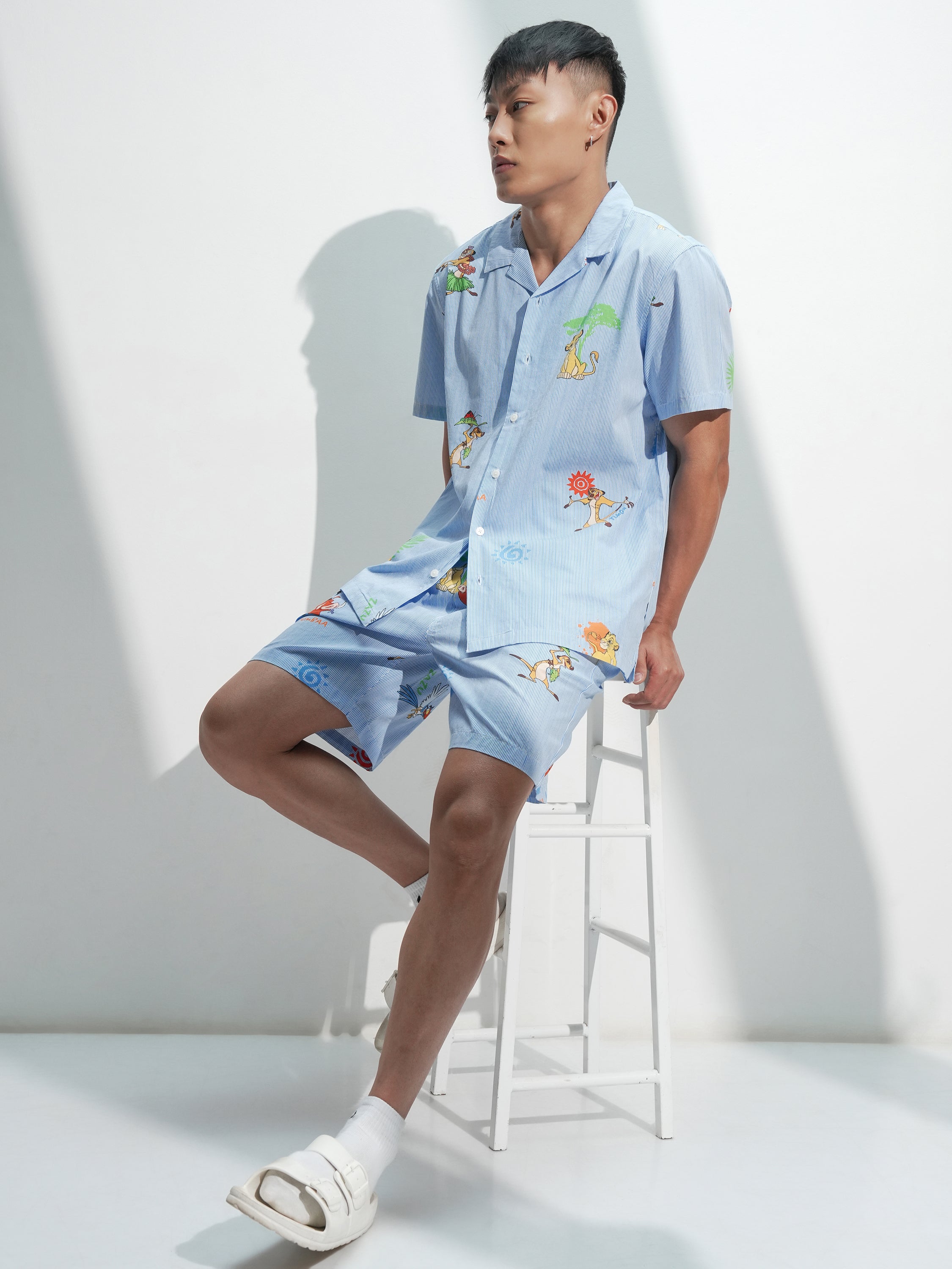 Disney By Highlander Men Blue Lion King Shirt With Shorts Co-Ords - Blue - Image 2