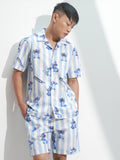 Disney By Highlander Men Blue Stitch Shirt With Shorts Co-Ords - Blue - Image 1