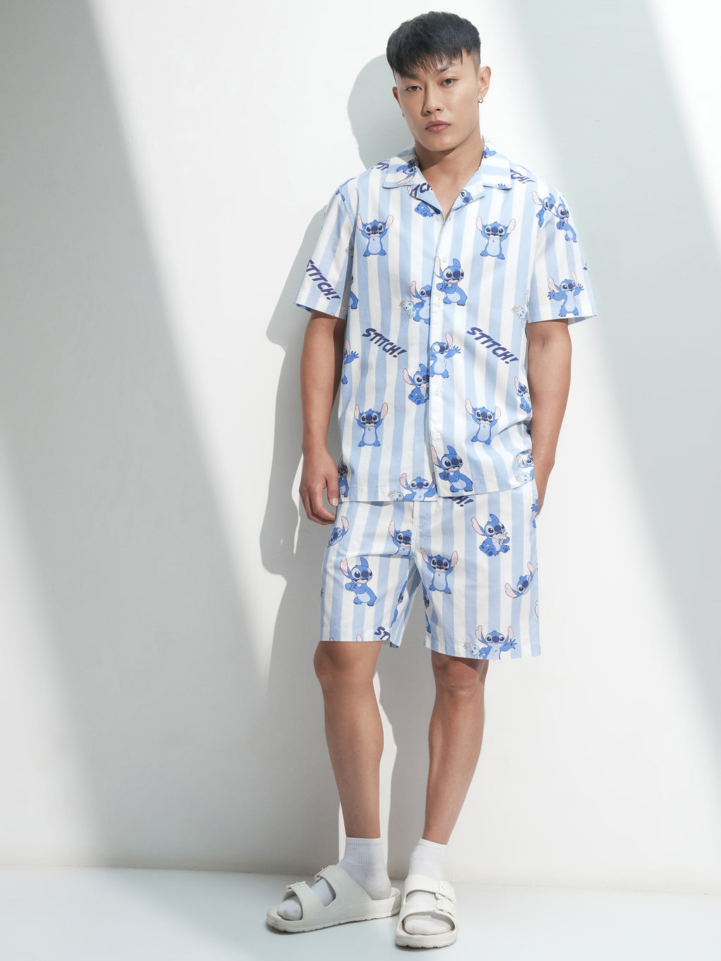Disney By Highlander Men Blue Stitch Shirt With Shorts Co-Ords - Blue - Image 2