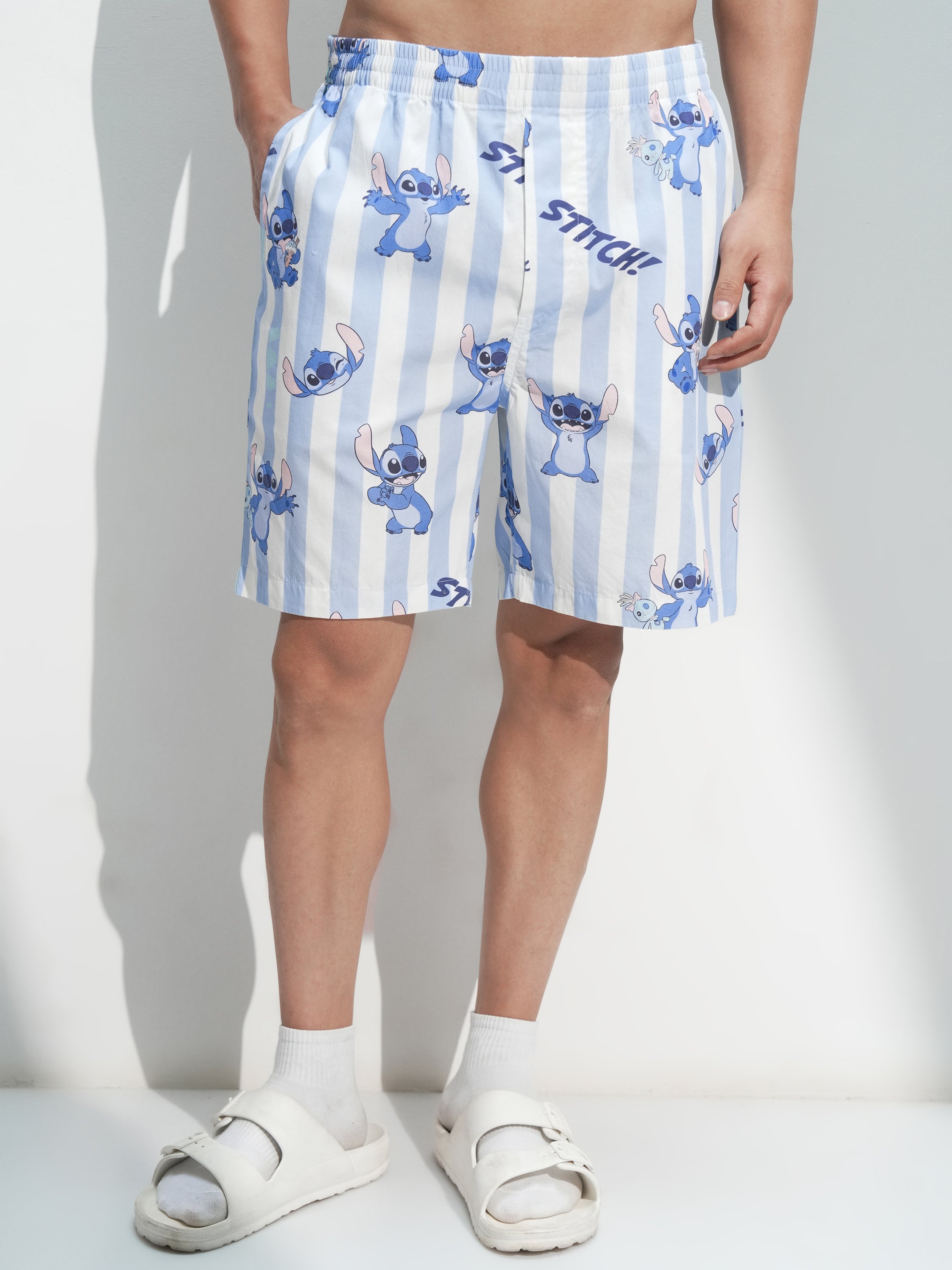 Disney By Highlander Men Blue Stitch Shirt With Shorts Co-Ords - Blue - Image 8