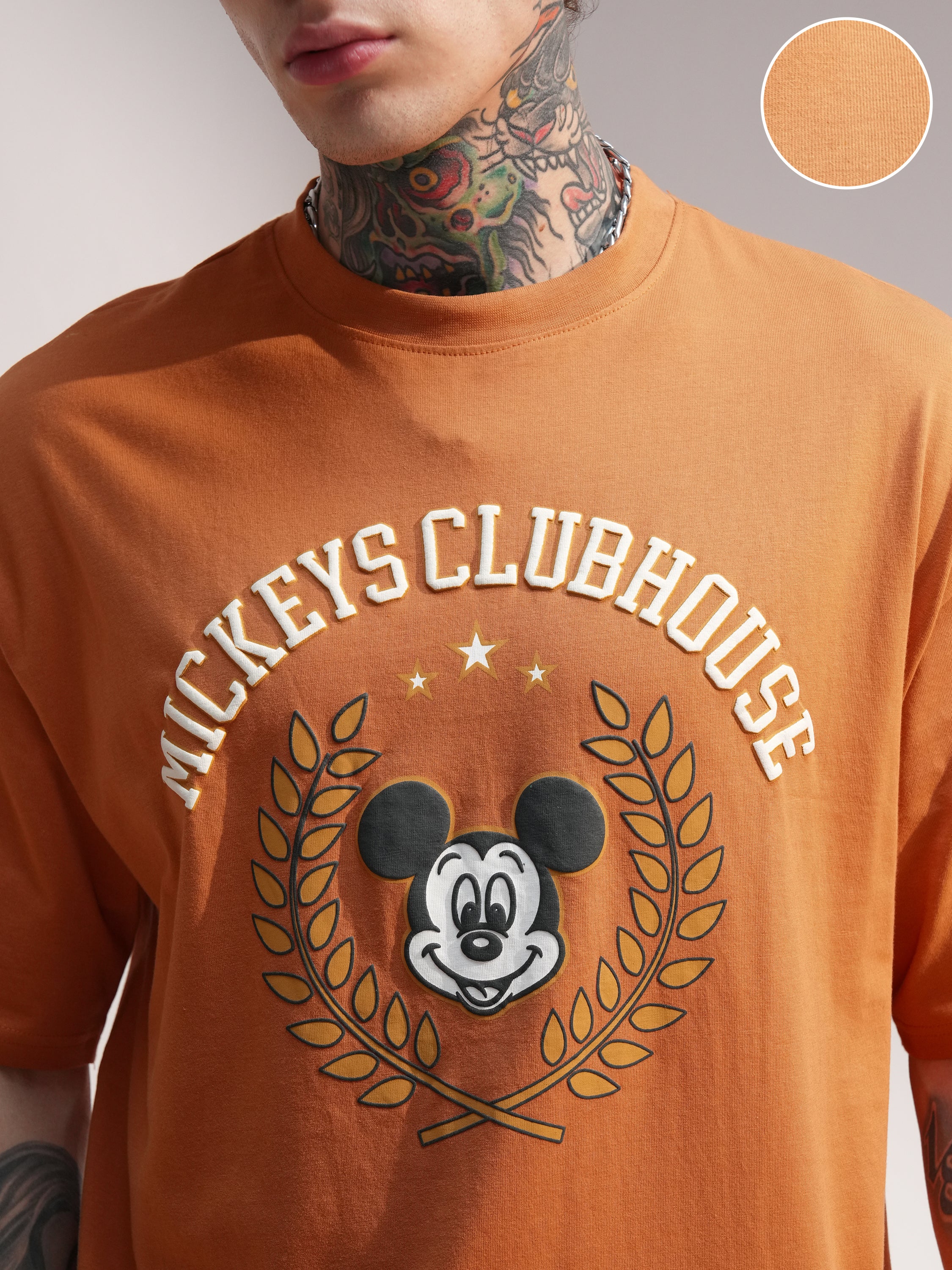 Disney By Highlander Men Rust Mickey Mouse T-Shirt With Shorts Co-Ords - Rust - Image 5
