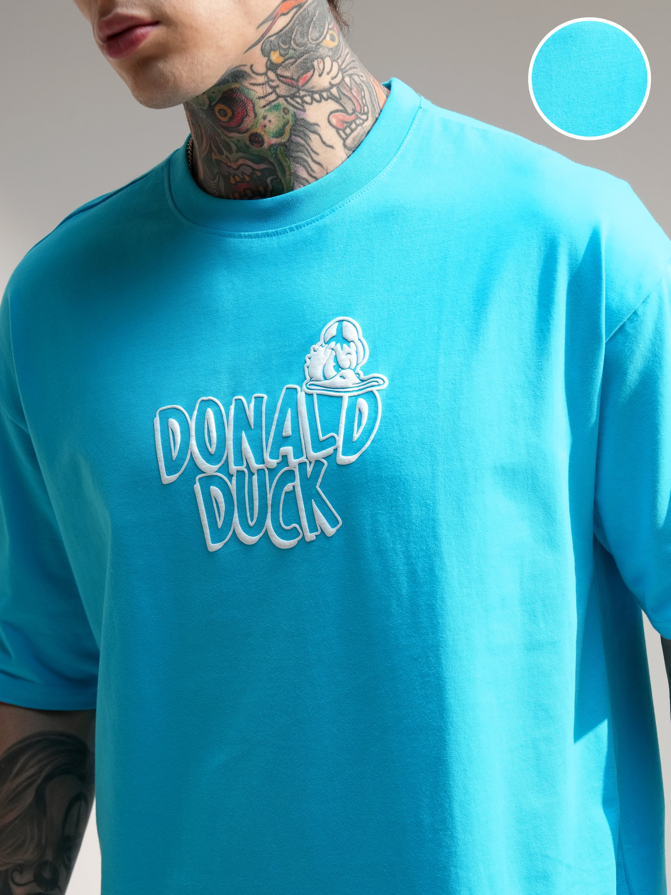 Disney By Highlander Men Turquoise Donald Duck T-Shirt With Shorts Co-Ords - Turquoise - Image 5