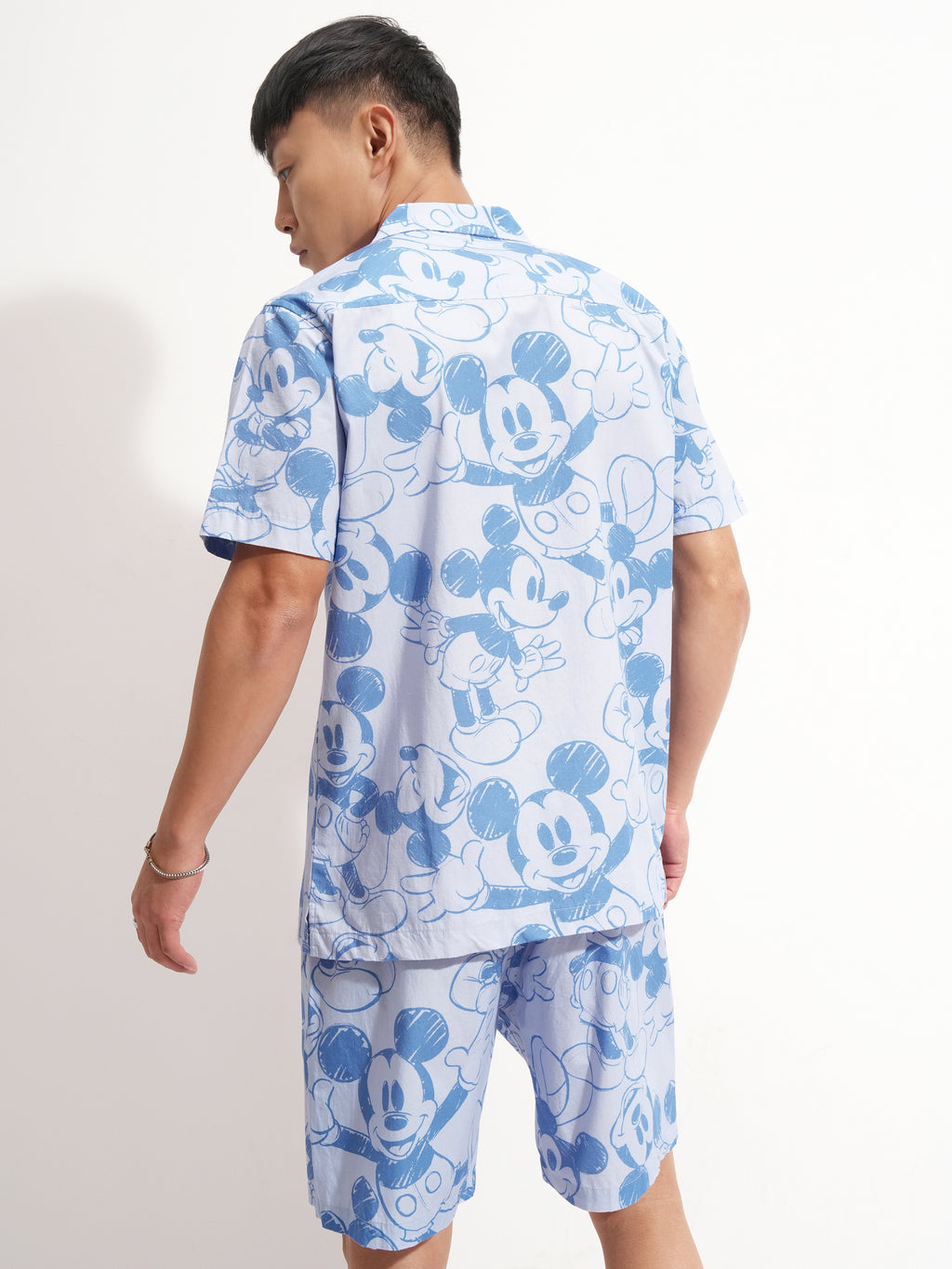 Disney By Highlander Men Blue Mickey Mouse Shirt With Shorts Co-Ords - Blue - Image 3