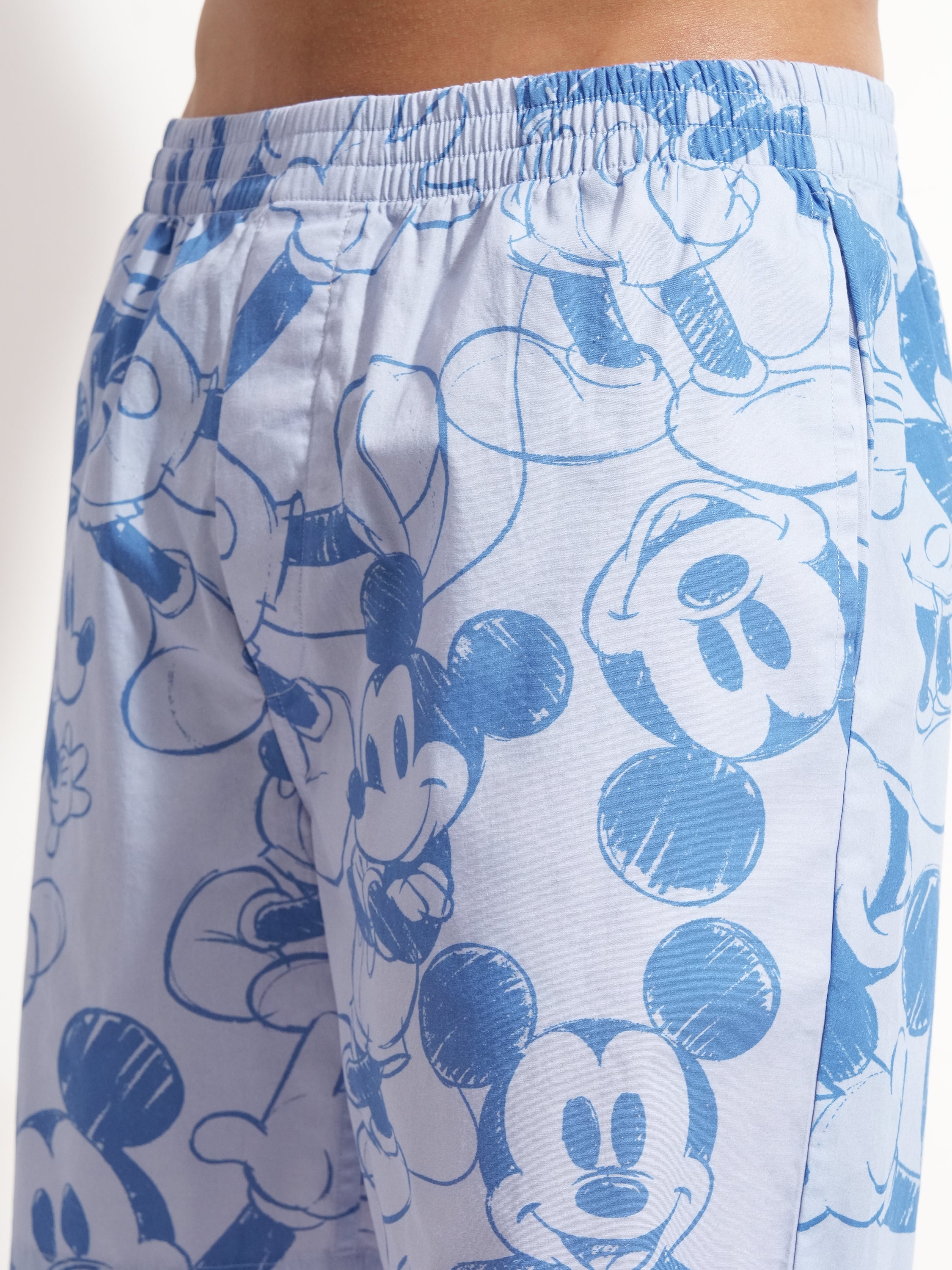 Disney By Highlander Men Blue Mickey Mouse Shirt With Shorts Co-Ords - Blue - Image 7