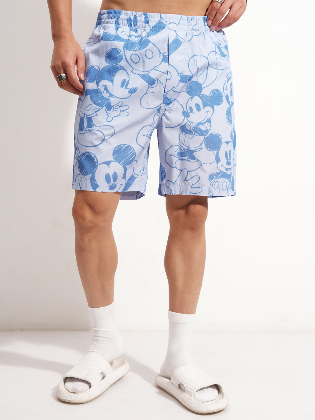 Disney By Highlander Men Blue Mickey Mouse Shirt With Shorts Co-Ords - Blue - Image 8