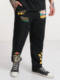 Disney By Highlander Men Black Donald Duck Printed Baggy Fit Joggers - Black - Image 1