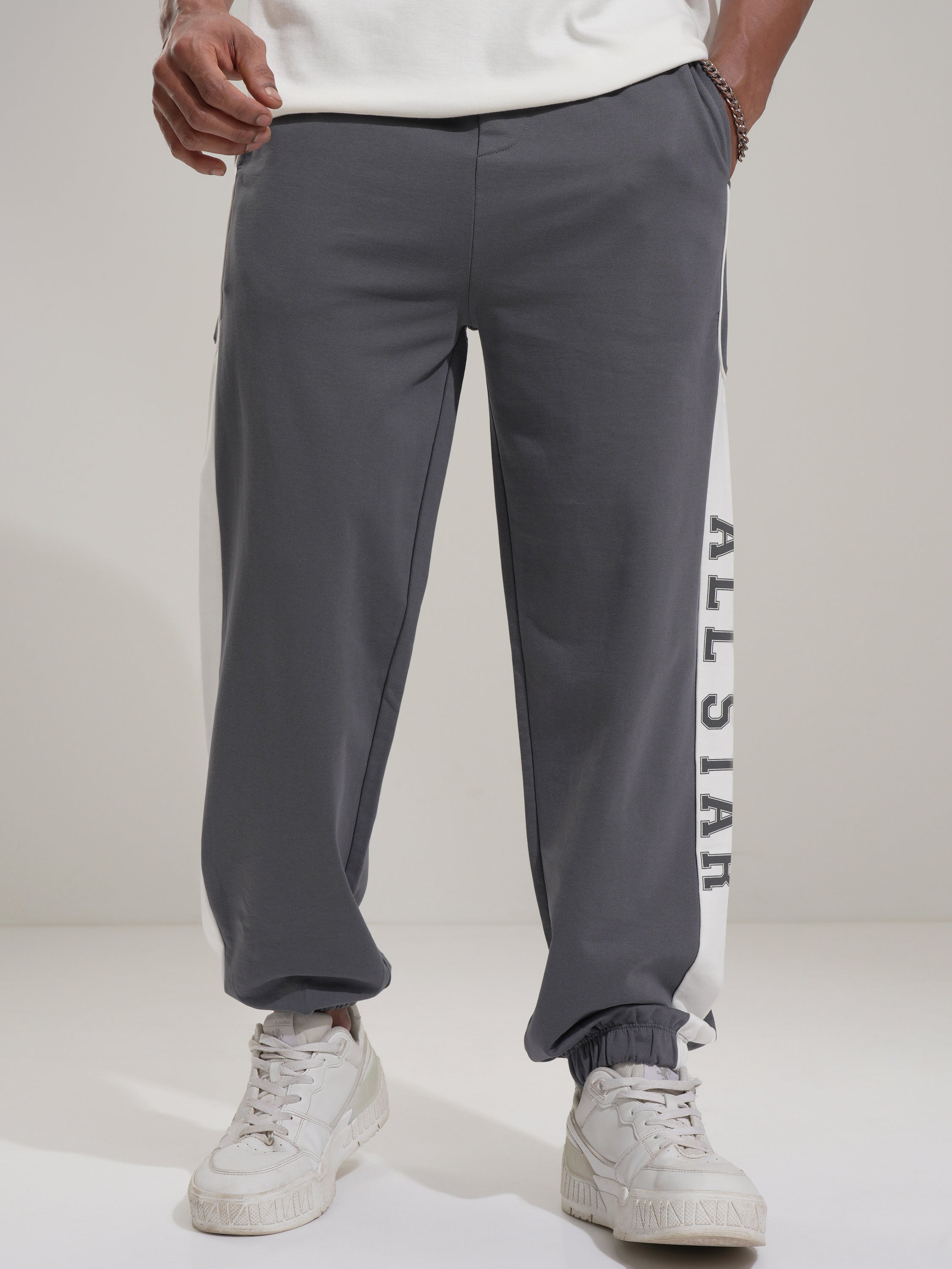 Disney By Highlander Men Grey Mickey Mouse Loose Fit Solid Joggers - Grey - Image 4