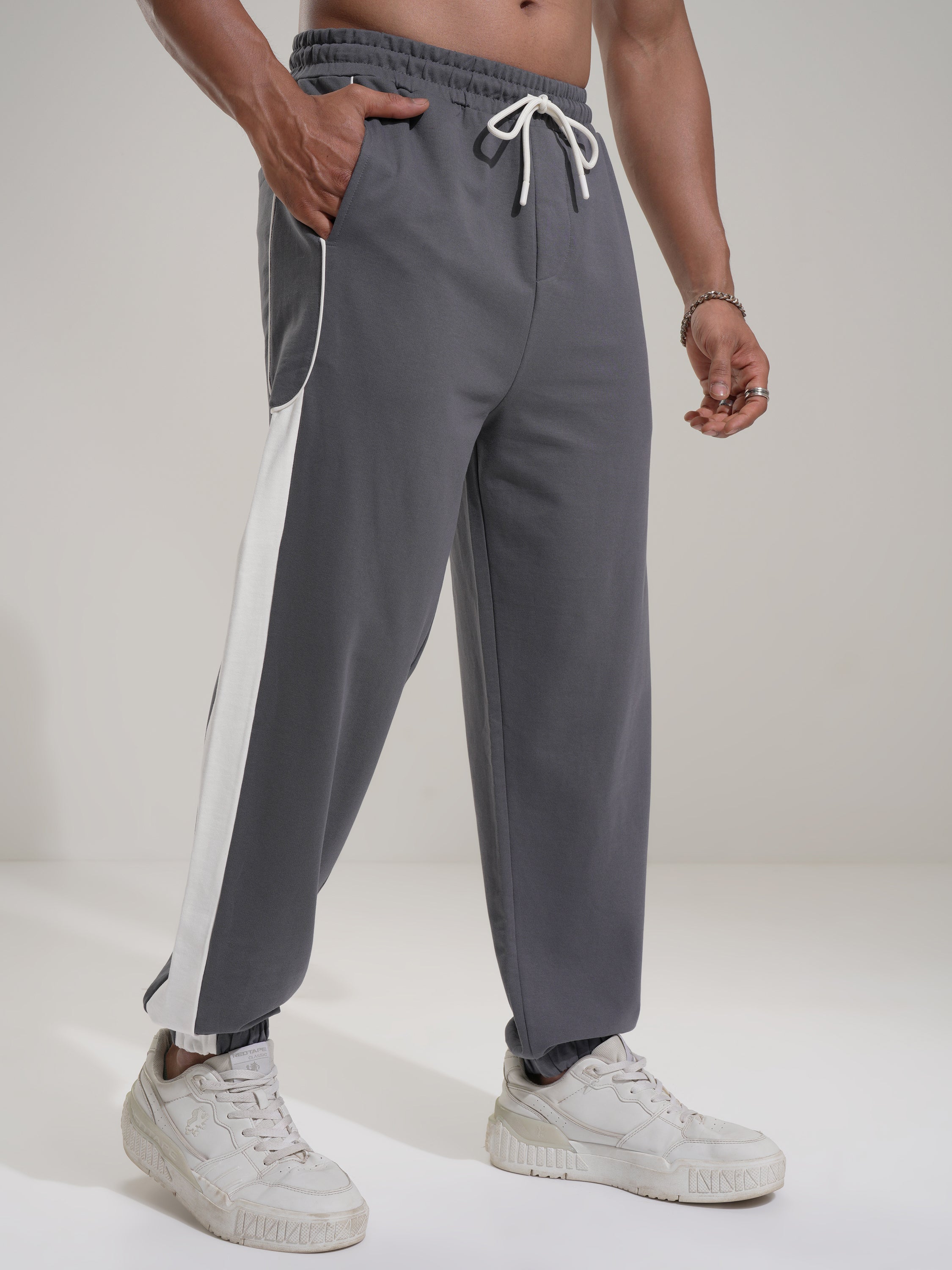 Disney By Highlander Men Grey Mickey Mouse Loose Fit Solid Joggers - Grey - Image 6