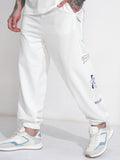 Disney By Highlander Men Off White Mickey Mouse Loose Fit Solid Joggers - Off White - Image 1