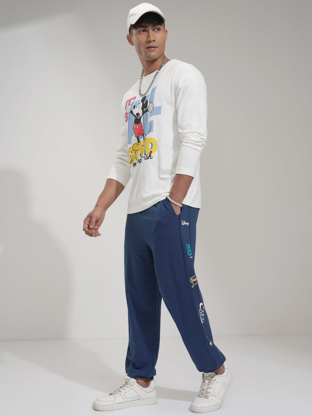 Disney By Highlander Men Navy Blue Pluto Regular Fit Printed Casual Trouser - Navy Blue - Image 2