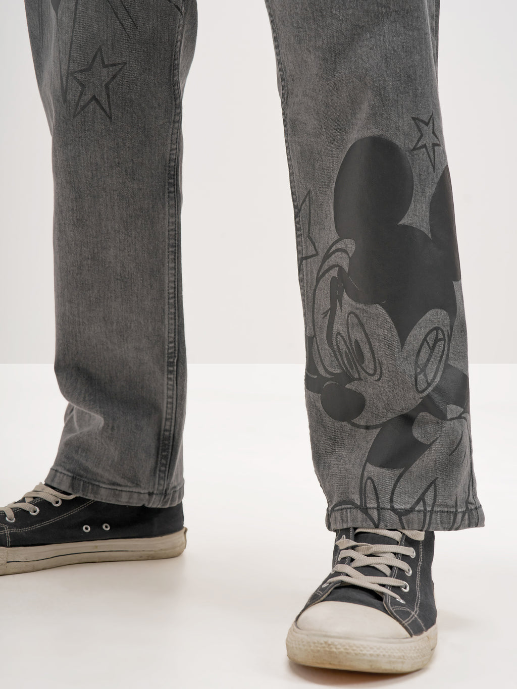 Disney By Highlander Men Grey Mickey Mouse Straight Fit Jeans - Grey - Image 7