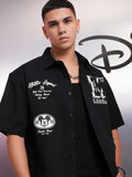 Disney By Highlander Men Black Mickey Mouse Printed Oversized Fit Casual Shirt - Black - Image 1
