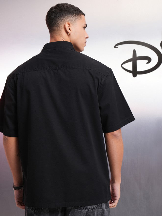 Disney By Highlander Men Black Mickey Mouse Printed Oversized Fit Casual Shirt - Black - Image 3