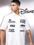 Disney By Highlander Men White Mickey Mouse Printed Oversized Fit Casual Shirt - White - Image 1