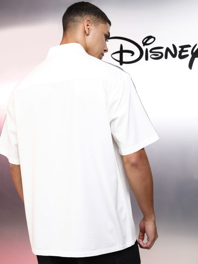 Disney By Highlander Men White Mickey Mouse Printed Oversized Fit Casual Shirt - White - Image 3