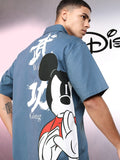 Disney By Highlander Men Blue Mickey Mouse Printed Oversized Fit Casual Shirt - Blue - Image 1