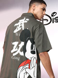 Disney By Highlander Men Olive Mickey Mouse Printed Oversized Fit Casual Shirt - Olive - Image 1