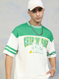 Disney By Highlander Men Green Chip And Dale Printed Round Neck Oversized Fit T-Shirt - Green - Image 1