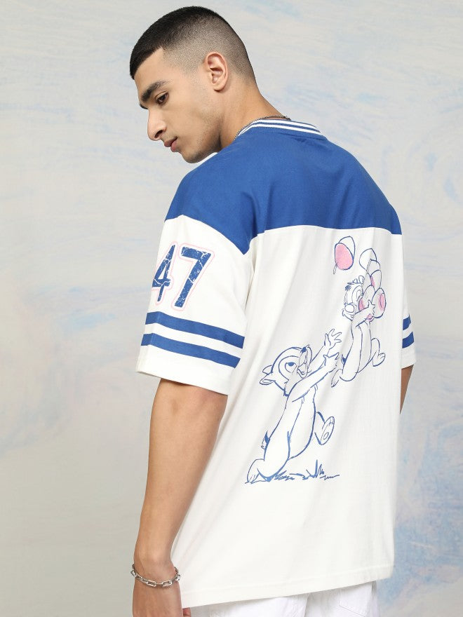 Disney By Highlander Men Blue Chip And Dale Printed Round Neck Oversized Fit T-Shirt - Blue - Image 3