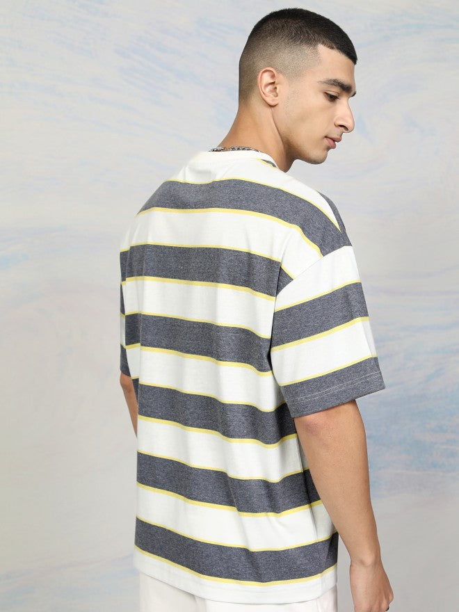 Disney By Highlander Men Off White Donald Duck Printed Round Neck Oversized Fit T-Shirt - Off White - Image 3