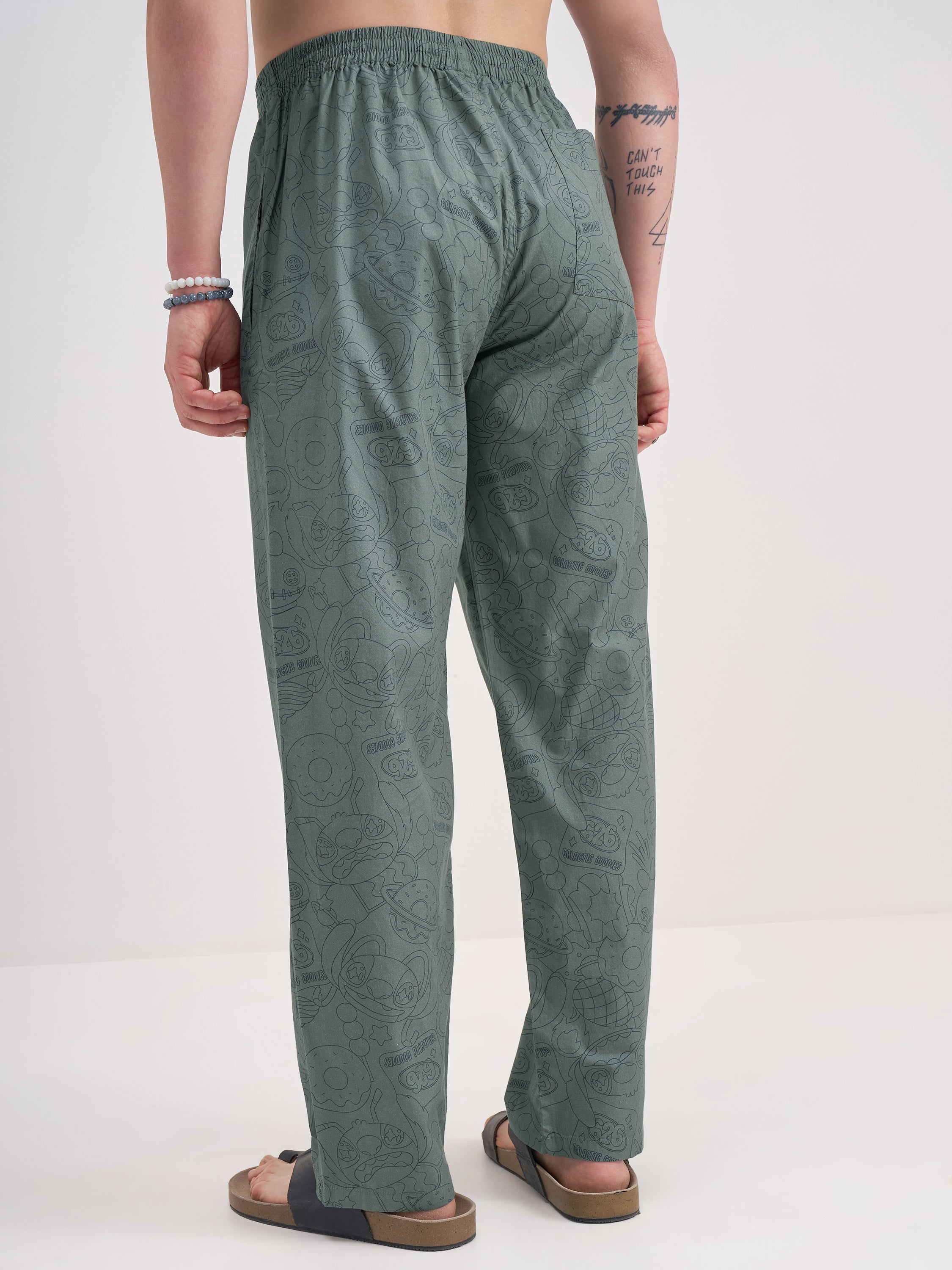 Disney By Highlander Men Olive Stitch Printed Lounge Pant - Olive - Image 3