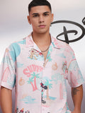 Disney By Highlander Men Pink Mickey Mouse Printed Relaxed Fit Casual Shirt - Pink - Image 1